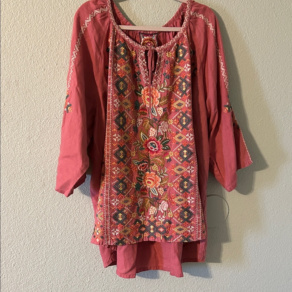 Johnny Was Rose Embroidered Blouse